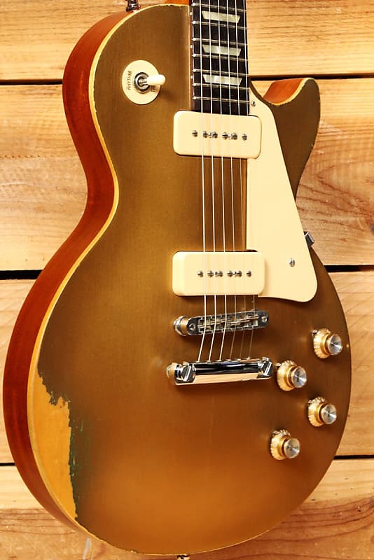 ギター Gibson lespaul tribute 60s p90 Gold Top Gibson Les Paul Goldtop relic w/ p90s - YouTube