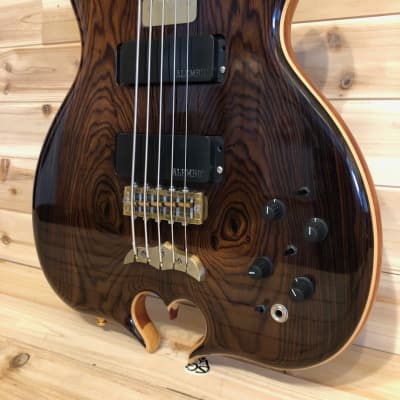 Alembic Mark King Deluxe Custom Lined Fretless 5 string Bass 2002 CocoBolo LED's image 9