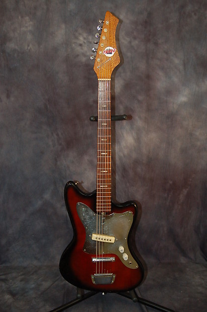 Teisco Del Ray Solid Body Single Pickup Mirrored Pickguard Pro Setup 1960's Sunburst image 1