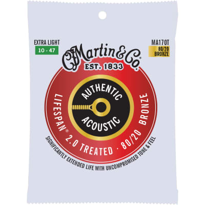 Martin MA170T Authentic Acoustic Lifespan 2.0 80/20 Bronze Strings, Extra Light image 2