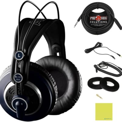Liquid Audio AKG K240 MKII Professional Studio Headphones Bundle w/Pig Hog  PHX14-25 Headphone Extension Cable, 1/4