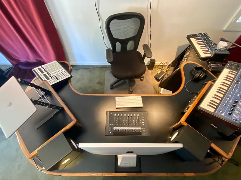 Music Production Desk Workstation + Artist Mix - Black/Walnut image 1
