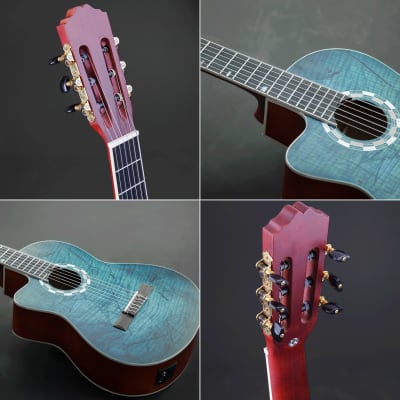 Lindo B-STOCK Left-Handed 960CEQ Picasso Blue Classical Electro-Acoustic Guitar & 10mm Padded Gigbag image 2
