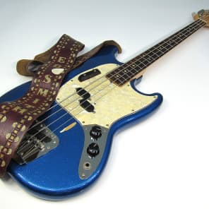 1971 Fender Mustang Bass Super Rare Blue Metal Flake Original Sparkle w MOTS Guard All Original! image 6