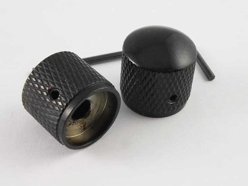 2 Black Precision Bass Guitar Knobs Vintage Style Screw Fit Reverb