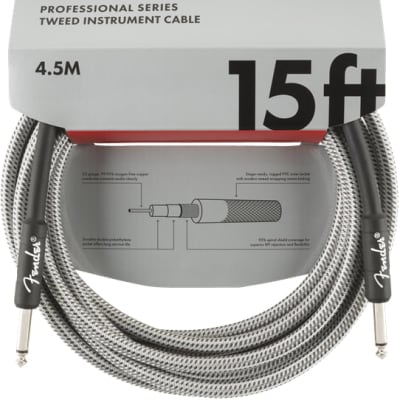 Fender® 15' Professional Series White Tweed Instrument Cable #0990820066 - 15 ft image 1