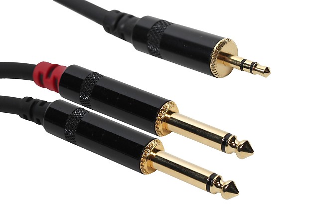SuperFlex GOLD SFP-Y15Q3.5MM Dual 1/4" TS to Single 3.5mm Stereo Y Patch Cable - 15' image 1