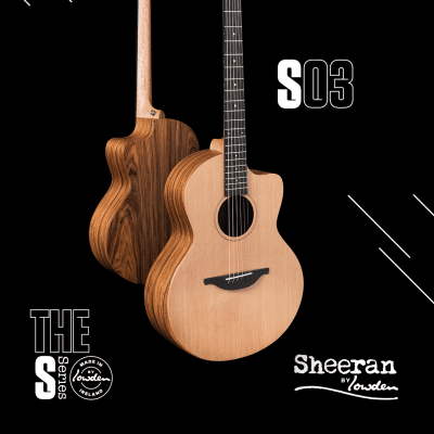 Sheeran S-03 Cedar & Rosewood Cutaway with Bevel & Pickup NEW image 3