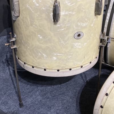 Ludwig & Ludwig Quiet Riot - Frankie Banali's "Professional" Model, Tack Tom Drum Set 13",13",16",26" (#27) AUTHENTICATED 1940s - White Avalon Pearl image 4