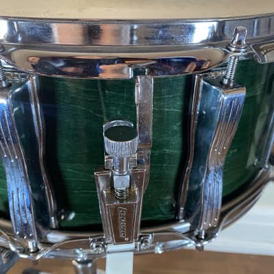 Ludwig 14x6.5 USA Maple Snare Drum Emerald Shadow Green 10 Lug Keystone Badge image 2