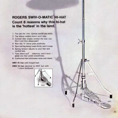 Rogers Vintage 1965 Patent-Pending SWIVOMATIC Hi-Hat Stand w/Clutch image 2