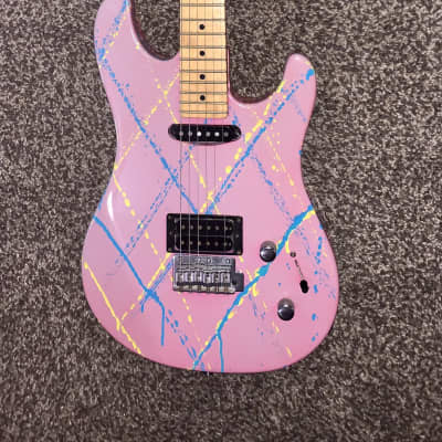 Vintage Peavey Tracer Pink splatter electric guitar made in the USA image 1