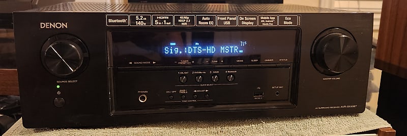 Denon Denon AVR-S530BT 5.2-channel home theater receiver with Bluetooth 2010 - Black metal cabinet  			