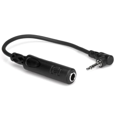 Hosa MHE-1005 Headphone Adapter 1/4 in TRS to Right-angle 3.5 mm TRS, 6-Inches