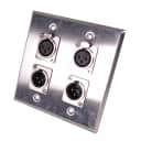 Stainless Steel Wall Plate - 2 Gang with 2 XLR Male and 2 XLR Female Connectors