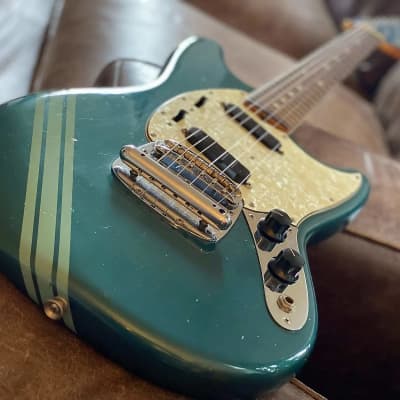 Original Vintage 1969 USA Fender Mustang Lake Placid Blue Competition Burgundy w/ OHSC. Kurt Cobain Nirvana image 5