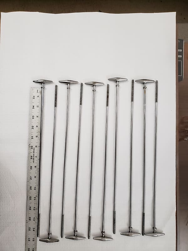 Slingerland Single Tension Bass  Drum Rods 10 In Total 1960s - Chrome image 1