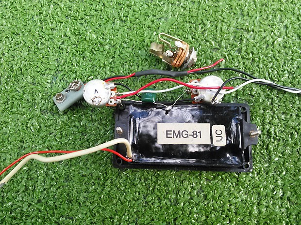 EMG 81 ACTIVE HUMBUCKING PICKUP WITH 25k VOLUME AND TONE POTS PLUS WIRING AND INPUT JACK EMG 81 LO Z ACTIVE HUMBUCKER KIT  Ready To Drop In And Connect image 1