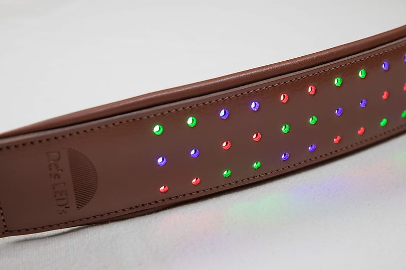 Brown Leather Guitar Strap White Leds Reverb