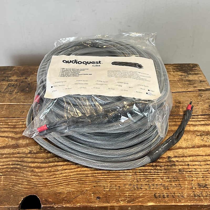 AudioQuest GR8 speaker cable- Metal braid Pair of 50ft  			