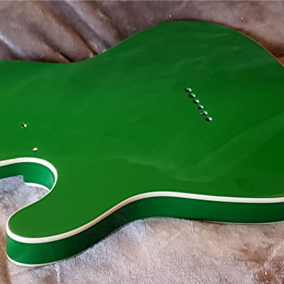 My Last Poplar body, bound on top and back in Kermit green made for a Tele neck. image 6