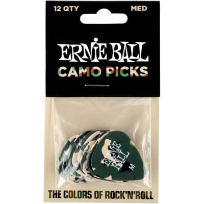 ERNIE BALL 9222 Celluloid Camouflage Pick 0,72mm Plektren Medium (12 Stück) for sale