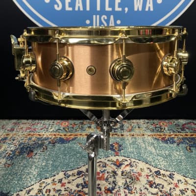 DW 5.5"x14" Heavy Brushed Bronze Snare Drum, With Gold Hardware 2000s? - Brushed Bronze image 10