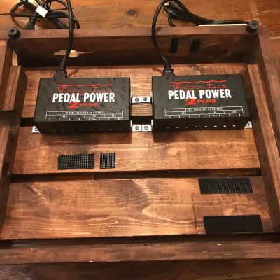 Socal Pedalboards Red Oak Pedalboard with two mounted Voodoolabs Pedal Power 2 PLUS power supplies image 2