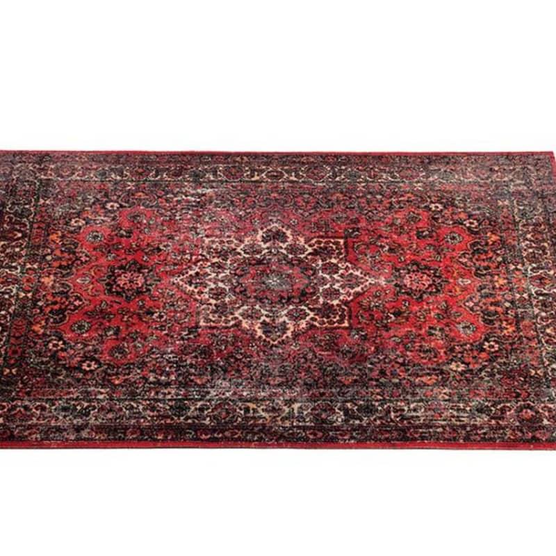 DRUMnBASE Vintage Persian Style Drum Rug 4.26' x 3' Black Red