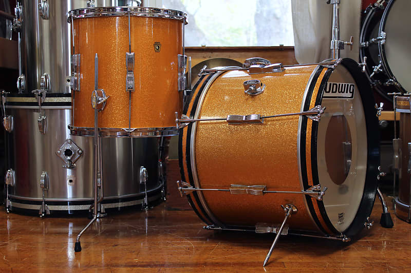 1960s Ludwig Club Date 14x20 14x14 in Gold Sparkle | Reverb