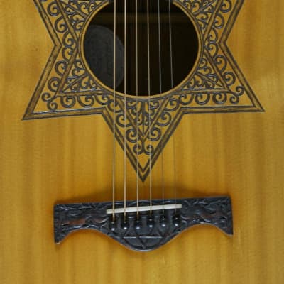 Blueberry Handmade Acoustic Guitar Dreadnought Jewish Motif - Alaskan Spruce and Mahogany Built to Order image 6