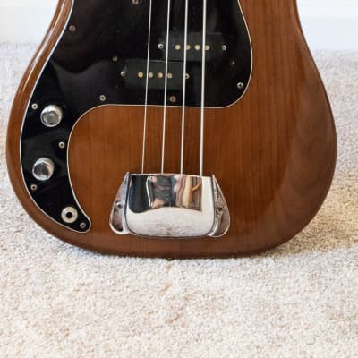 Left Handed rare Fender Precision Bass 1977-78 Walnut Mocha w Fender case completely original image 4