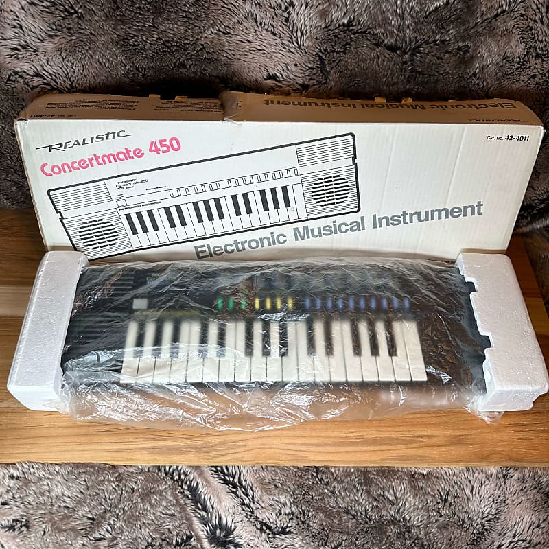 Realistic Concertmate 450 Casio SA-20 Radio Shack Clone Vintage 1990 Mini Keyboard / Drum Machine Synthesizer - Black IOB MIJ image 1
