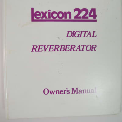 Lexicon  224 Digital Reverb Original Manual image 1