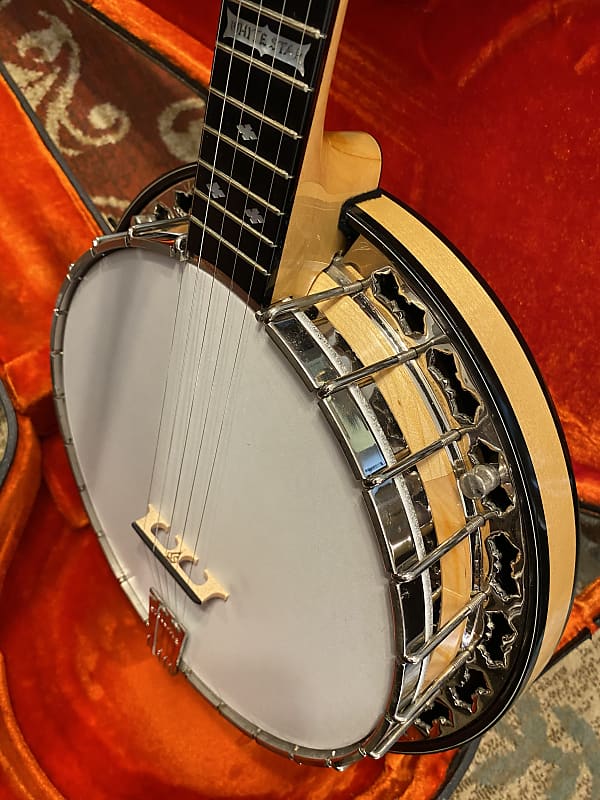 1978 Stelling Whitestar 5 string Banjo with Original Hardshell Case 