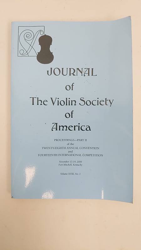 VSA Journal of The Violin Society of America - Volume XVIII, No. 1 image 1