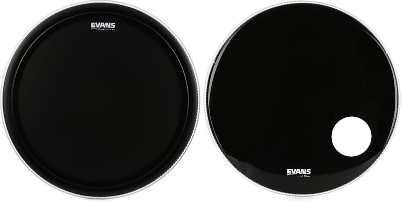Evans EMAD Onyx Series Bass Drumhead - 24 inch  Bundle with Evans EQ3 Resonant Black Bass Drumhead - 24 inch - With Port Hole image 1