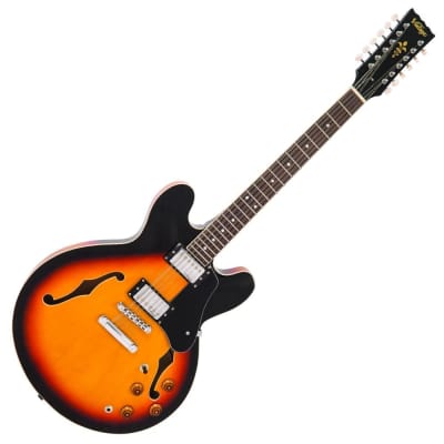 Vintage VSA500 ReIssued 12-String Semi Acoustic Guitar ~ Sunburst for sale