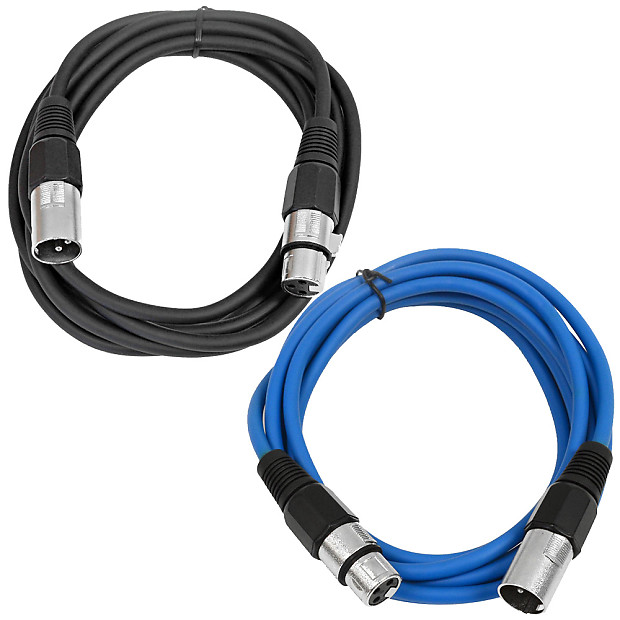 Seismic Audio SAXLX-10-BLACKBLUE XLR Male to XLR Female Patch Cables - 10' (2-Pack) image 1