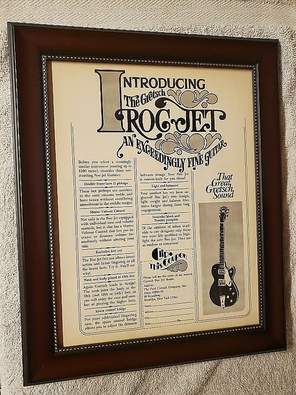 1971 Gretsch Promotional Ad Framed Roc Jet Electric Guitar Original image 1