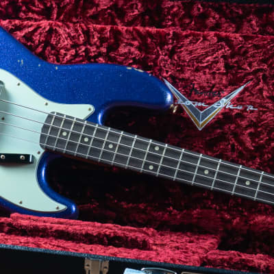2018 Fender Custom Shop '64 Jazz Bass Stacked Knobs Purple Sparkle Aged*853-r052Bass image 9