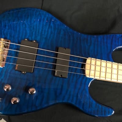 ESP LTD SURVEYOR-414 Quilted Maple 4-String Electric Bass Guitar See-Thru Blue image 1