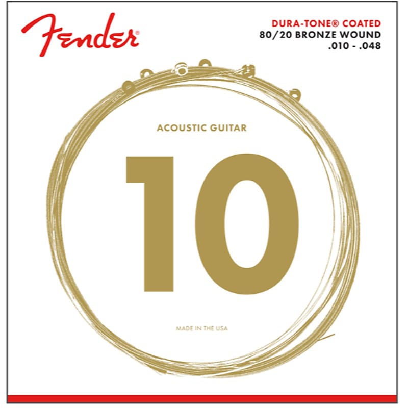 Fender 880XL Dura-Tone Coated 80/20 Acoustic Guitar Strings, Extra Light 10-48 image 1