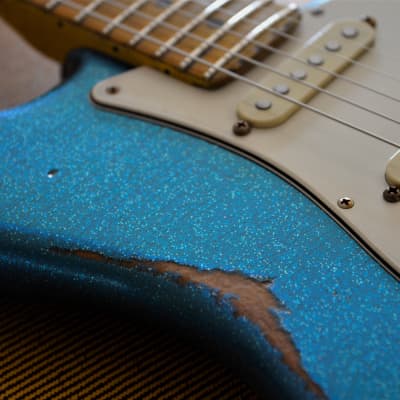 American Fender Stratocaster Performer Custom Relic Nitro Blue Sparkle image 4