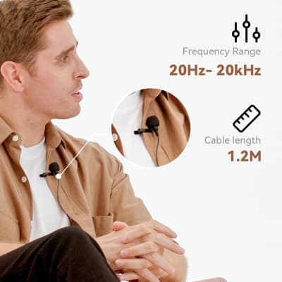 Hollyland LARK M2 Wireless Lavalier Microphone Combo (Shine Charcoal) + 2x Hollyland Lavalier Microphone: Omni Sound, Wide Compatibility (3.5mm) image 10
