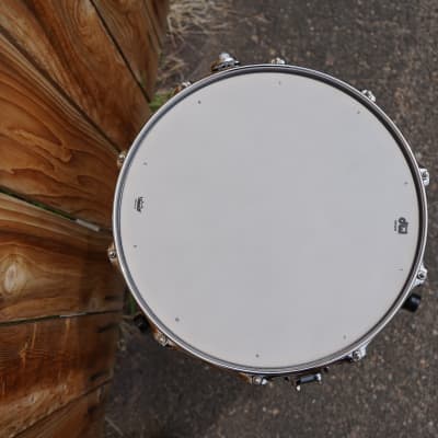 DW + USA + Collectors Exotic Natural Fiddleback Eucalyptus 5 1/2 x14" Snare Drum=NOS image 6