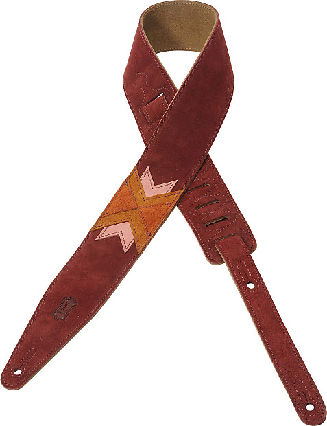 Levy's Leathers MS317LWS-BRG 2 1/2" Suede Leather Guitar Strap, Burgundy image 1