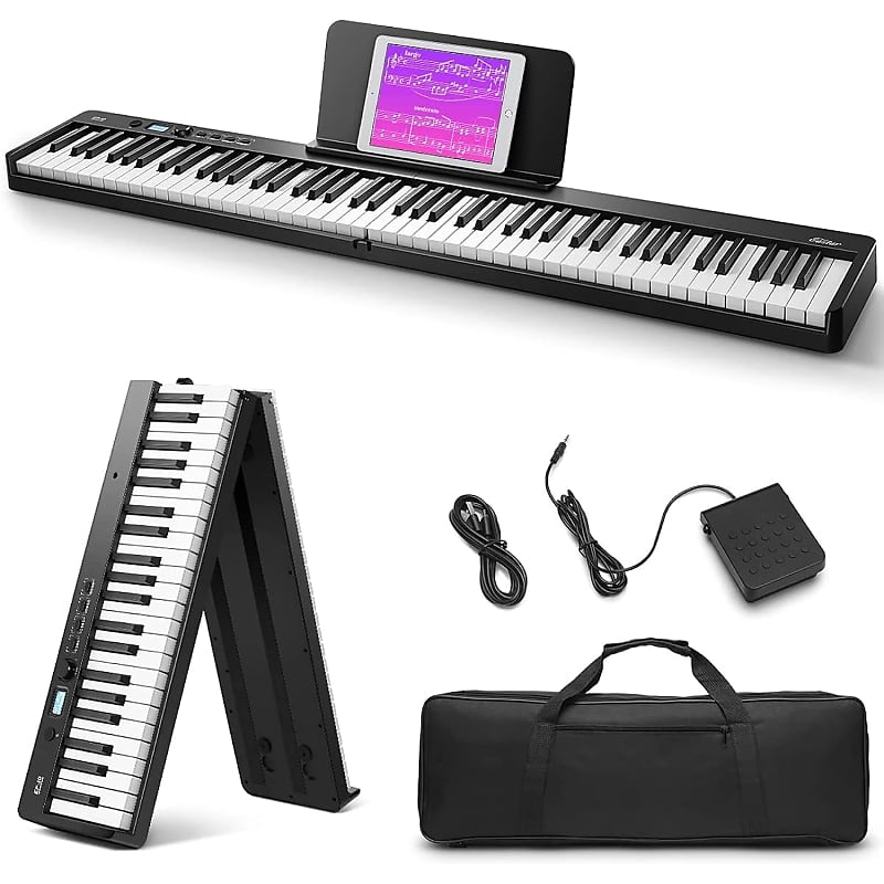 Ep-10 Beginner Foldable Digital Piano 88 Key Full Size Semi Weighted  Keyboard, Bluetooth Portable Electric Piano With Piano Bag