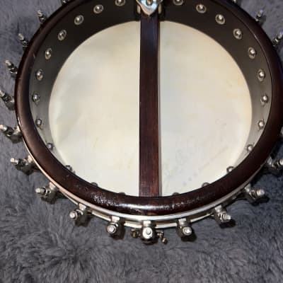 Langstyle Banjo uke :travel tenor banjo 1920’s - Walnut Laquer Nickel Parts image 7