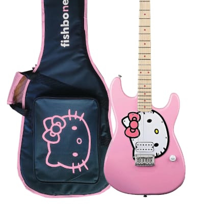 Fishbone PINK Strat 2024 Pink Hello kitty With fishbone gig bag, Strap, Pick for sale